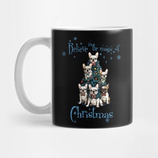 Belive in the magic of Christmas, French Bulldogs Christmas tree, french bulldog lovers gifts and Merry Christmas Mug